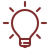icona di colore rosso scuro su sfondo bianco di una lampadina a bulbo a goccia, accesa - Creatività e web content