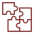icona di colore rosso scuro su sfondo bianco di un piccolo puzzle quadrato di 4 tessere, nel quale tre tessere sono già unite e la quarta tessera è leggermente separata, non ancora posizionata nel puzzle. - User-centered design
